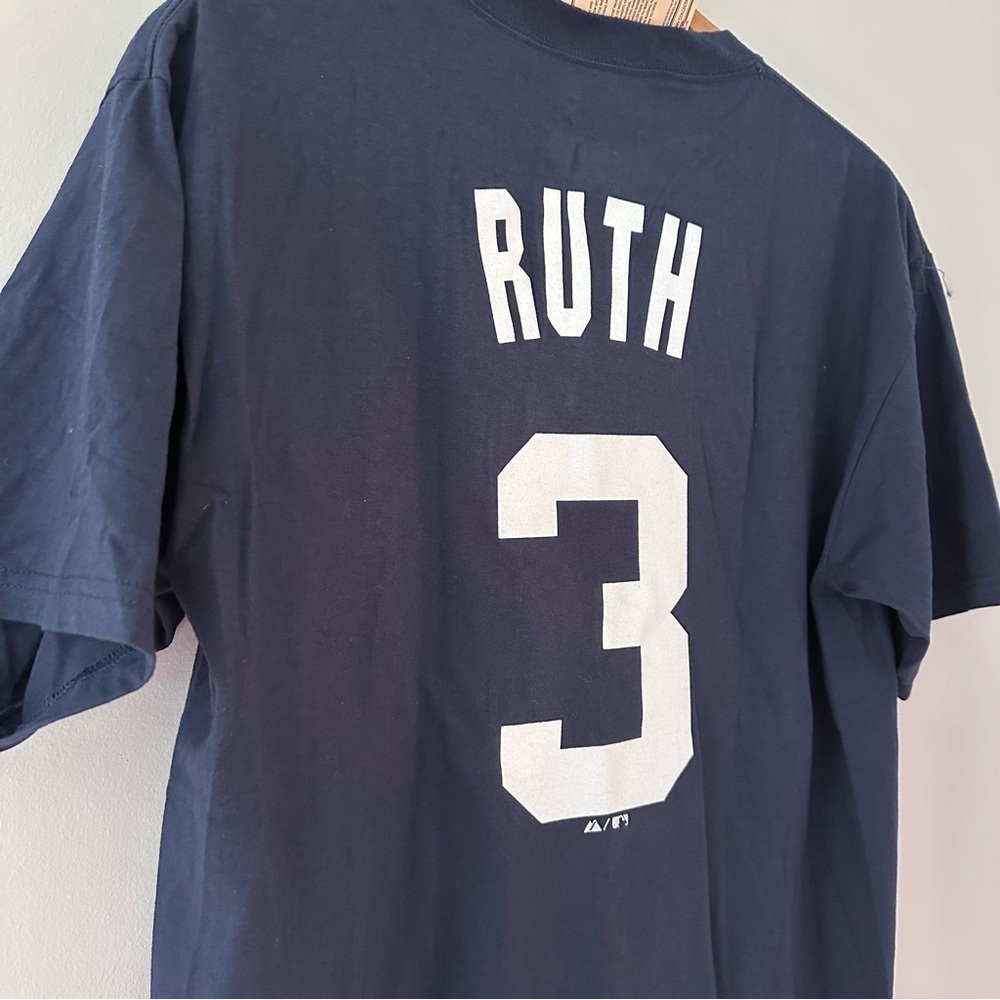 NY Yankees Babe Ruth Jersey Tee Majestic Cooperstown Limited Release Sz Large - Picture 6 of 8